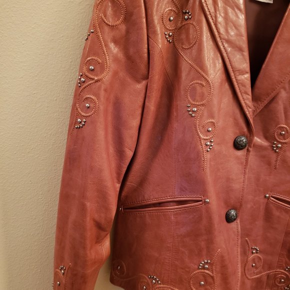Cripple Creek Women's Medium (M) Vintage Genuine Leather Jacket - Studded/Lined - Picture 4 of 12